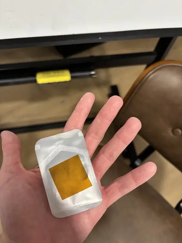 Jordan’s customer photo of a dissolvable strip in its opened packet